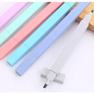 H02 Double-Sided Fluorescent Marker Pen Set 6 Pastel Colored Oblique Brush Tip Highlighters for School Use Wholesale