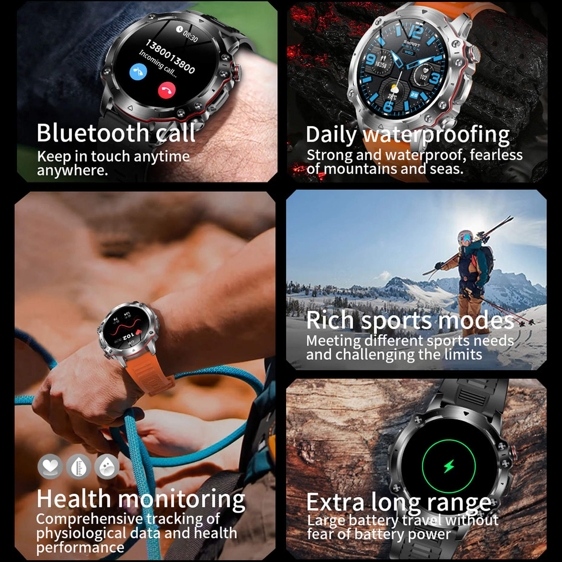 Kyboton Rugged Smart Watch Ultimate Outdoor Fitness Tracker