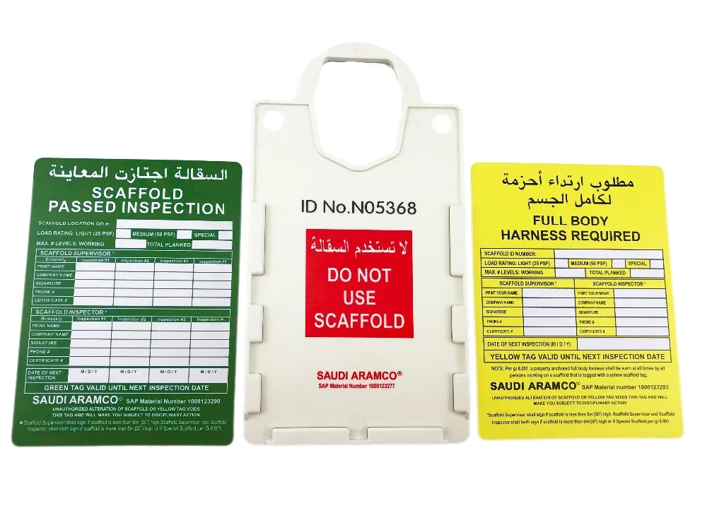 Universal Plastic Warning Sign Tower Scaffold Safety Tag Kits