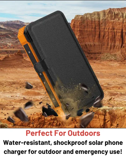 Portable 10000mAh Power Bank with Wall Charger Folding Solar Panel Waterproof 40W Output Power Micro USB Input Interface