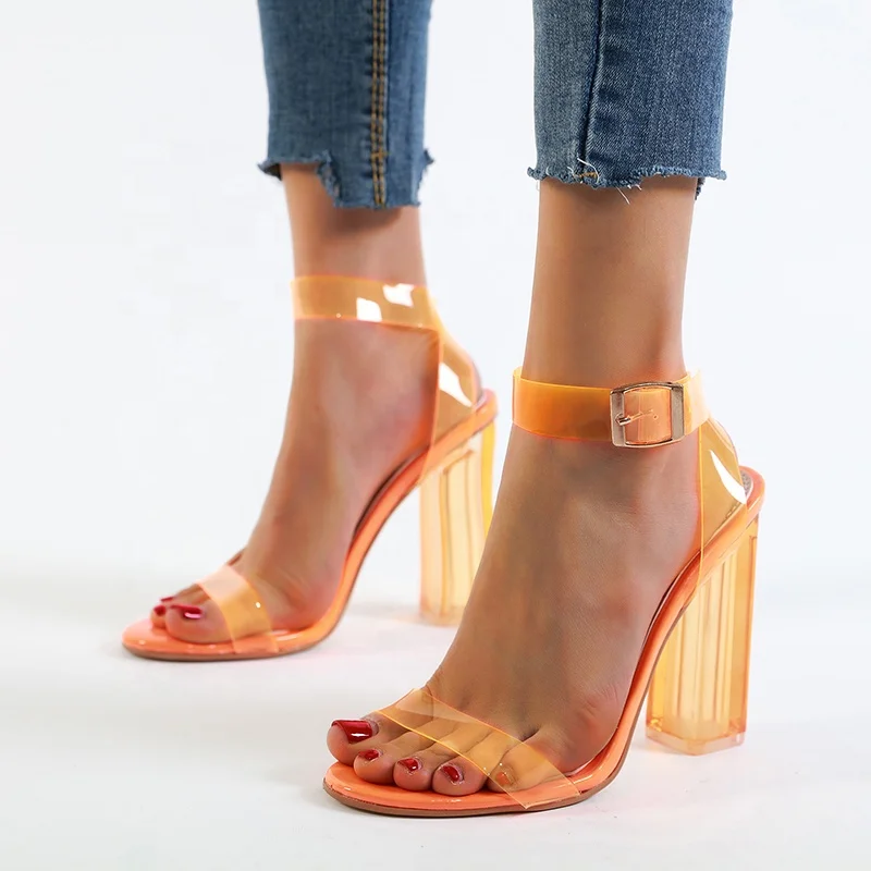 chunky heel jelly sandals