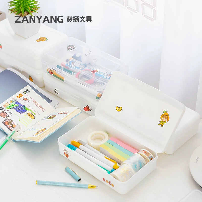 2022 экологичный пластиковый прозрачный милый жесткий пенал с индивидуальным принтом Органайзер большой емкости для мальчиков