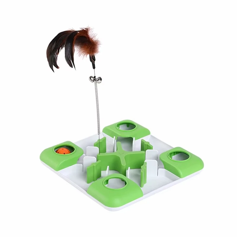 New cat Toys Relieve Boredom Slow Gnawing Toy Maze Foraging Dog Toy Spring Feather Stick cat Toy details