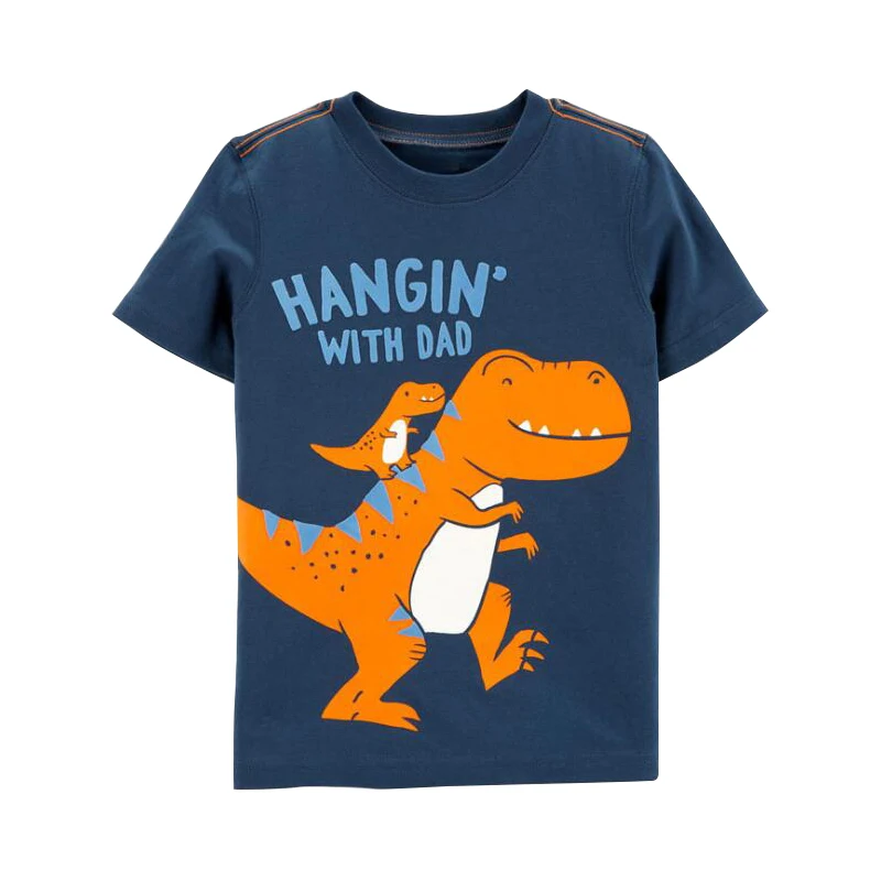 
 Одежда на заказ, милые топы с коротким рукавом для мальчиков с принтом динозавра, 100% хлопок, футболка для маленьких мальчиков  
