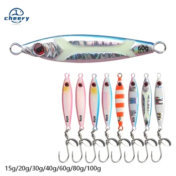 Cheery Little Fat Slow Jigging Stainless Steel Plate Rotating Bearing Sequin UV Single Hook Boat Fishing Lure Swordfish Fishing – Metal Jig – view 2