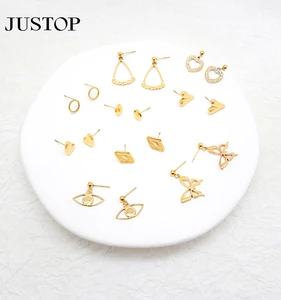 New Design Statement Stainless Steel Gold Star Heart Pendant Drop Stud Earrings for Girls