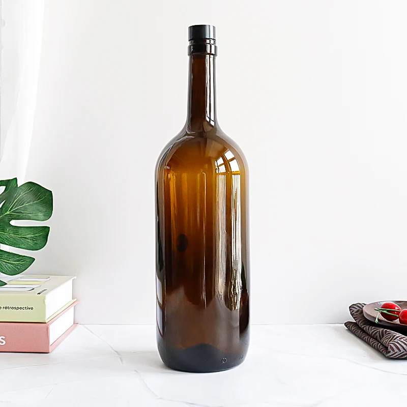 Green Brown 50oz 1500ml 1.5 Liter Round Glass Bottles for Liquor L Spirit  Bottle