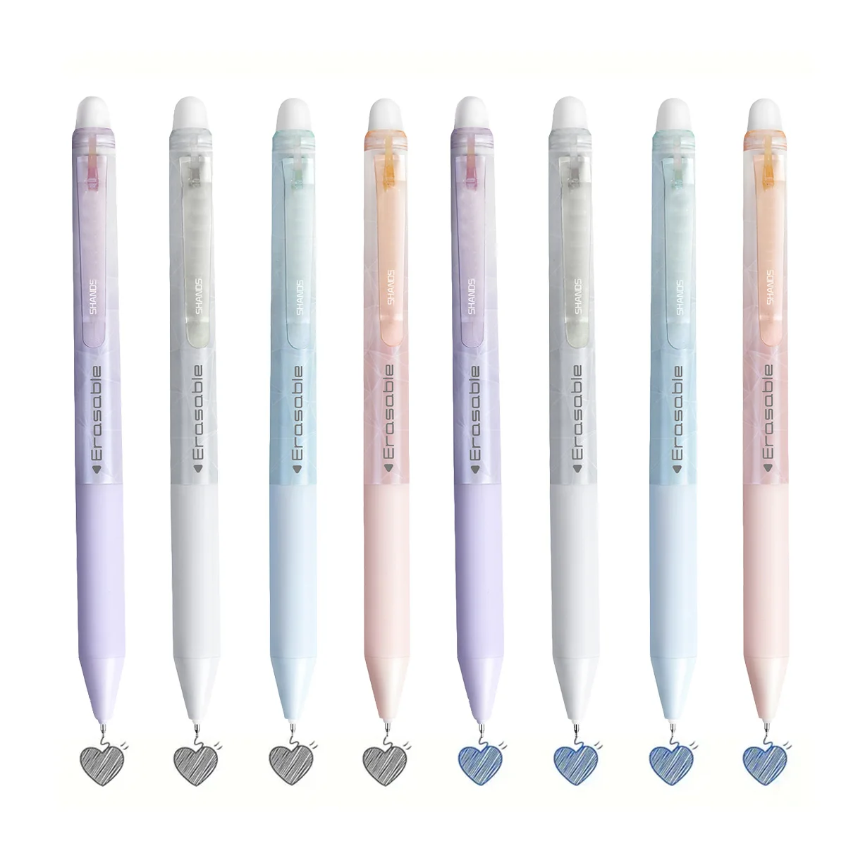 4PCS Each SHANDS Simple Solid Color 0.5mm Neutral Pen Student Cute Erasable Signature Pen Office Gift Gel Pen with Smooth ST Tip