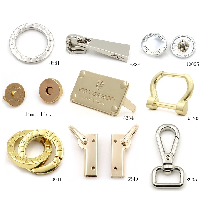 Customizable Logo Metal Side Clip Gold and Silver Shiny Bag Buckle