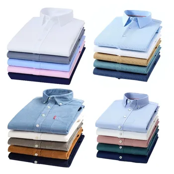 Professional business formal striped no-ironing men's regular fit high-quality button-down shirt wholesale