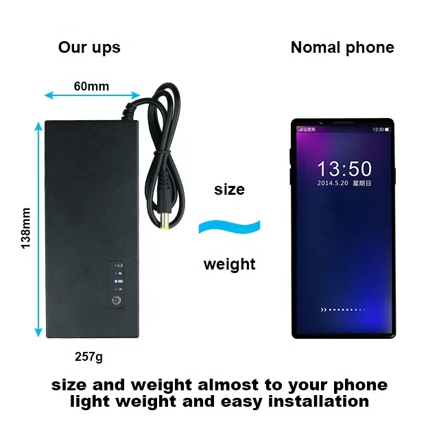 High Power 12V 3A Portable Long Backup Mini Dc Ups for Wifi Router ONU Fiber Modem Dc Ups