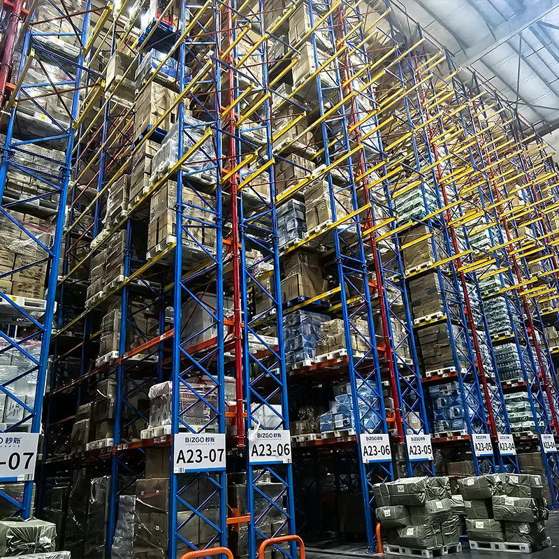 高品質で頑丈なセレクティブパレトラック、倉庫やガレージの収納棚、積み重ね可能なラック、防錆機能付き、段ボール入り