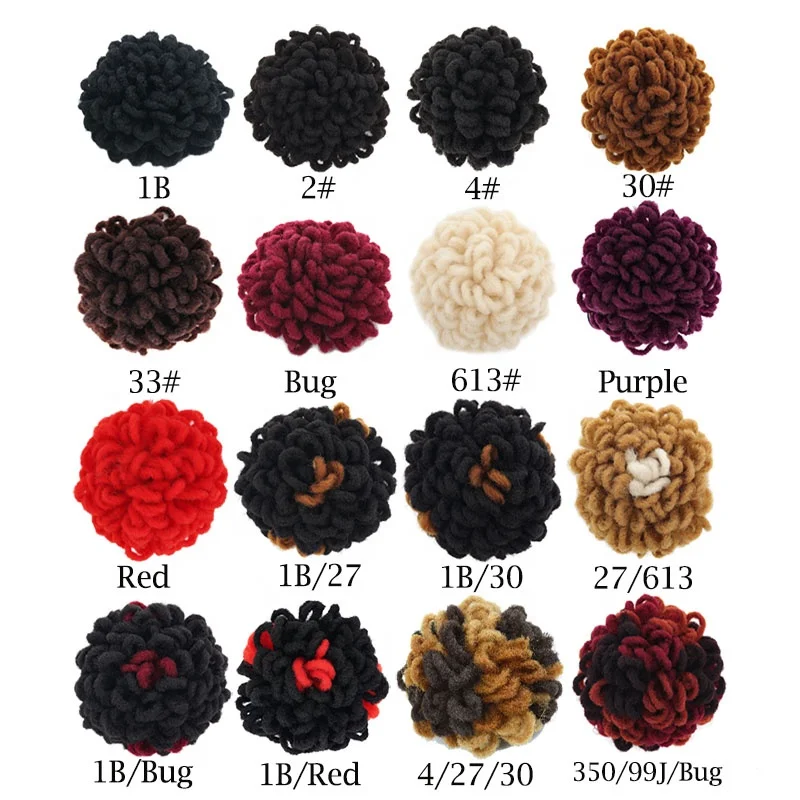 New Arrival Afro Puff Dreadlocks Drawstring Ponytail Short Clip in Hair Extensions Afro Puff Hair Bun Faux Dread Locs