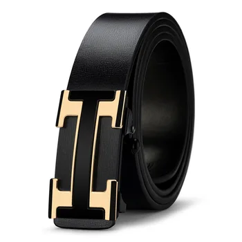 Men's leather belt business toothless automatic buckle belt cowhide belt,  simple fashion waistband