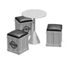 One table and three chairs