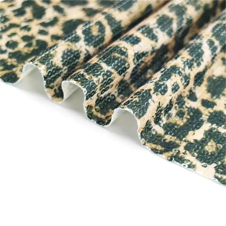 Sequin Polyester Spandex Digital Print Fabric for Wedding Evening Dress