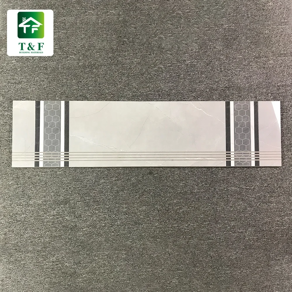 Modern Style Pattern Design Non-slip Marble Stairs Step Tiles 300*1200 One Set Porcelain Full Body Tiles for Stairs