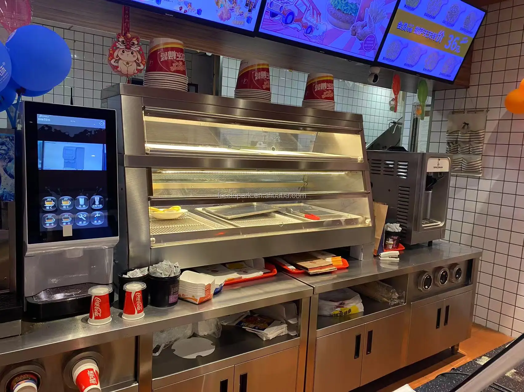 Kfc Display Kfc Equipment Machinery Free Standing Glass Display Kfc Display Holding ...