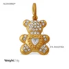 Breloque cœur en cristal ours en peluche pavé