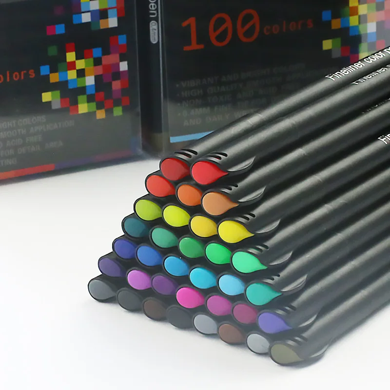 100 Fineliner Color Pen Set 0.4mm Fine Line Colored Sketch Writing Drawing  Pens Porous Fine