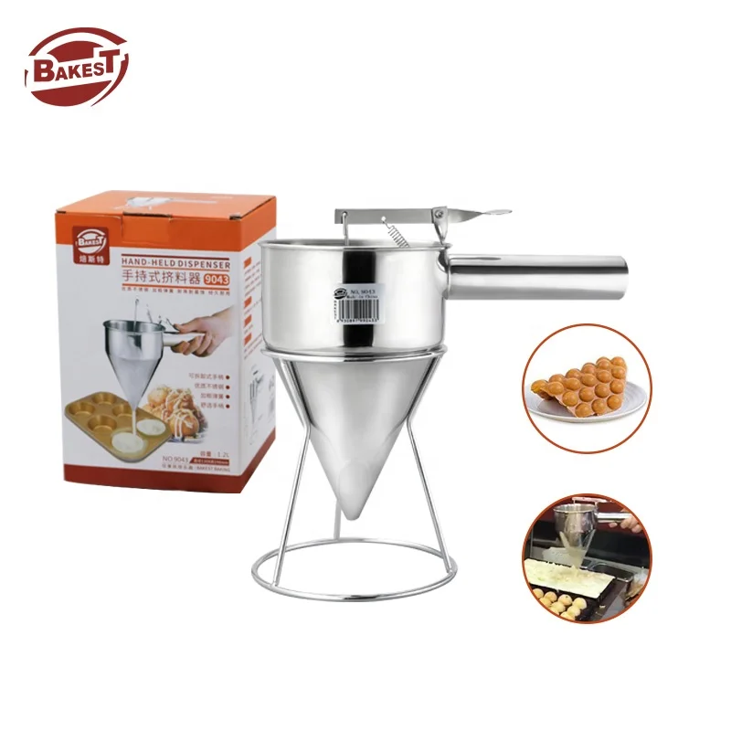 New Type Cooking Funnel With Rack Stainless Steel Cone Cake Pancake Batter Dispenser Stainless Funnel Dropping Funnel