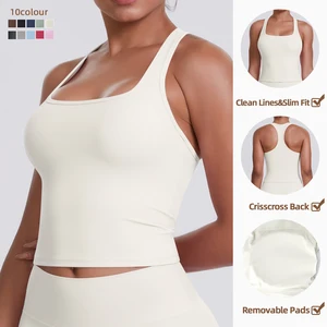 Women's I-Shape Sports Vest Solid Color Quick-Dry Cooling Fabric Workout Tank Top Yoga Wear