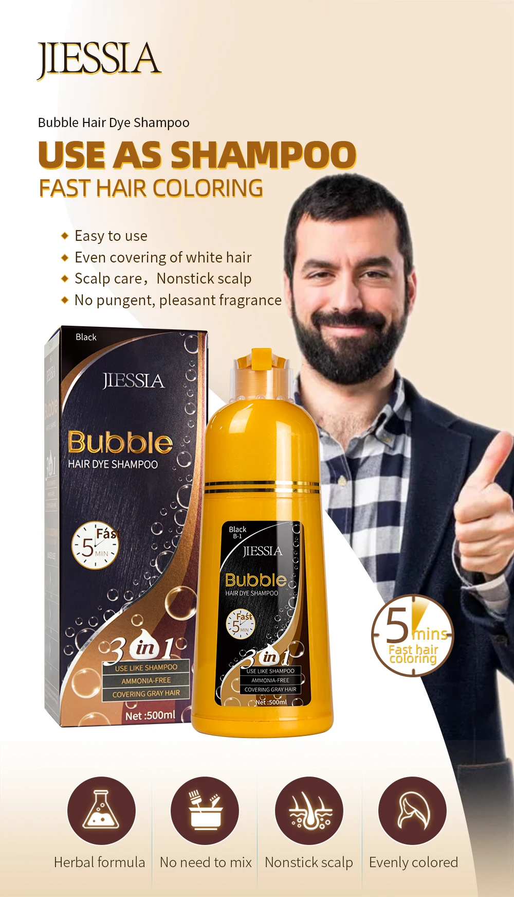 Jiessia Hair Dye Shampoo Natural Plant Bubble Hair Buy Hair Dye
