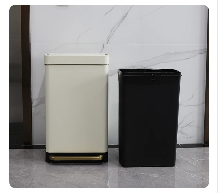 Indoor 50l Large Capacity Hotel Trash Can Open Top Stainless Steel Rectangle Waste Bin With