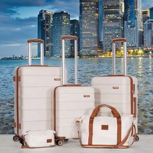 New Arrival Combination Retro Zipper Opening Suitcase ABS Material Trolley Luggage Large Business Suitcase Set
