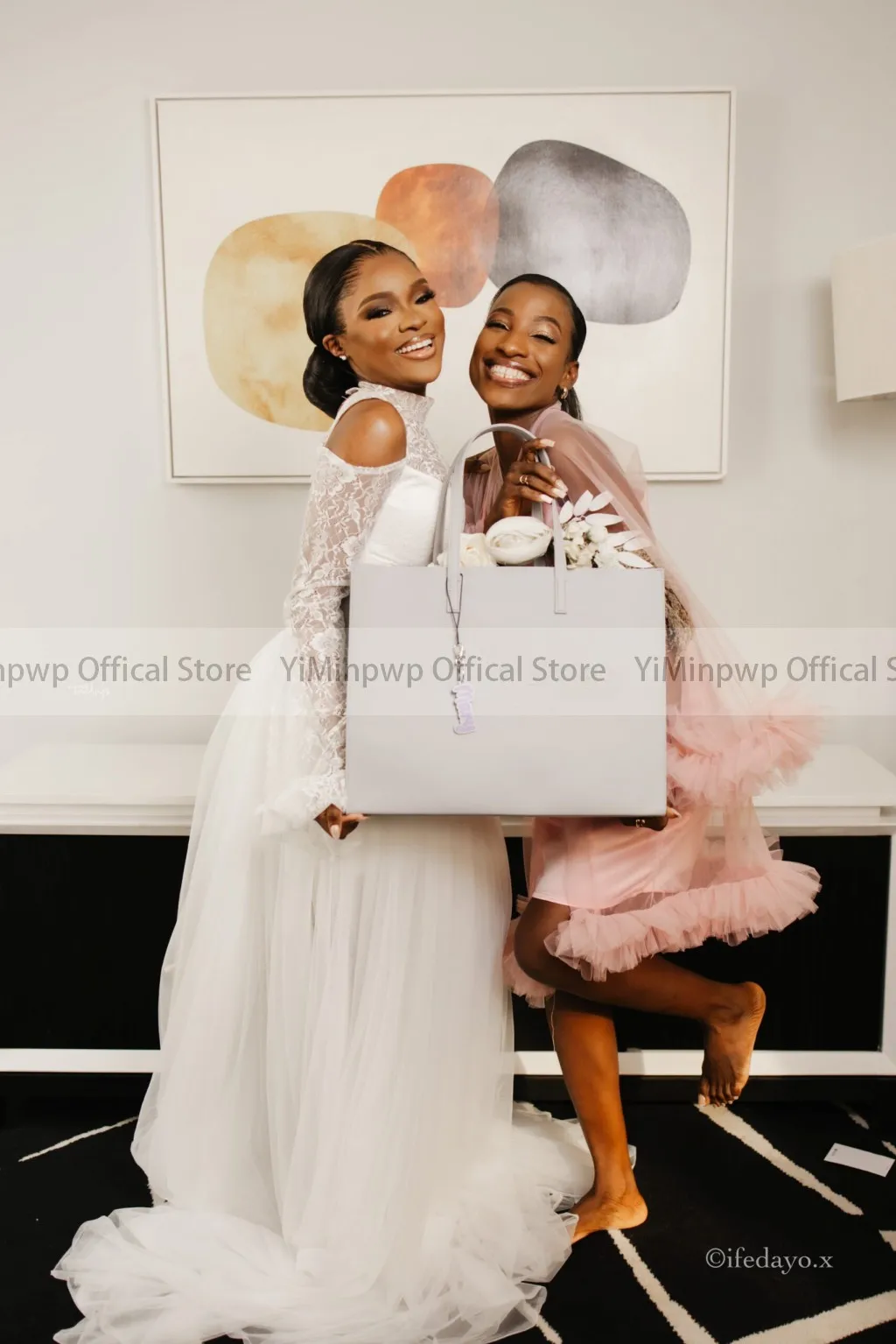 2025 Nigeria Bride Robe - Customized Long Flare Sleeve Dress