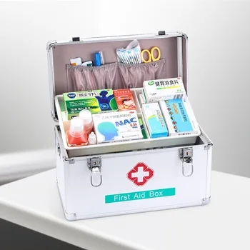 Family Emergency Kit Medicine Organizer Case Manufacture Medical First Aid Box Durable Aluminum with Handle