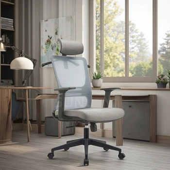 2025 Hot Selling Executive Office Chair with Ergonomic Swivel Lift Style Adjustable Headrest & Net Cloth Back Mesh for Home Use