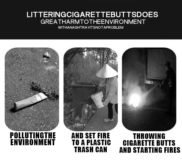 Standing Ashtray Outdoor Post Windproof Stand Ashtray Stainless Steel Vertical Cigarette Butt