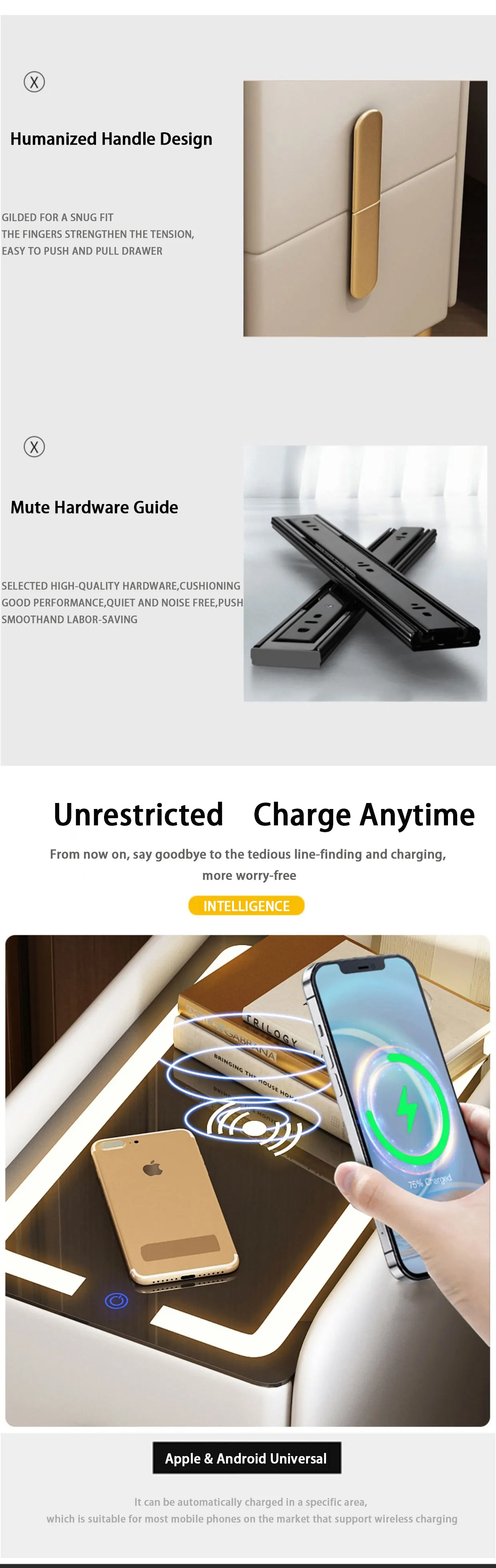 New Trendy Products Smart Home Sidebed Nightstands Furniture Bed Side