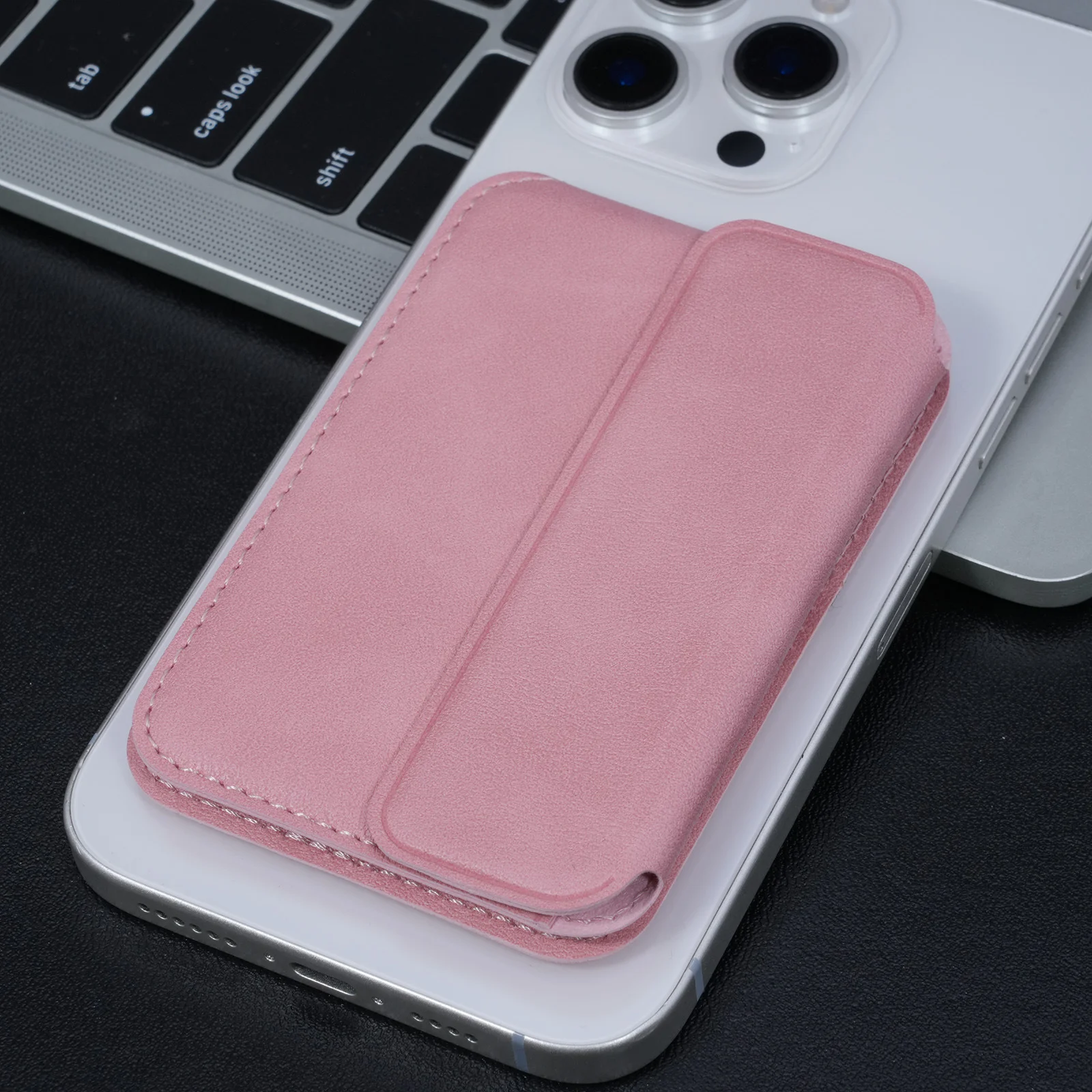 product compatible with magnetic pu folding lock card holder portable card slot n25 strong magnetic desktop stand-4