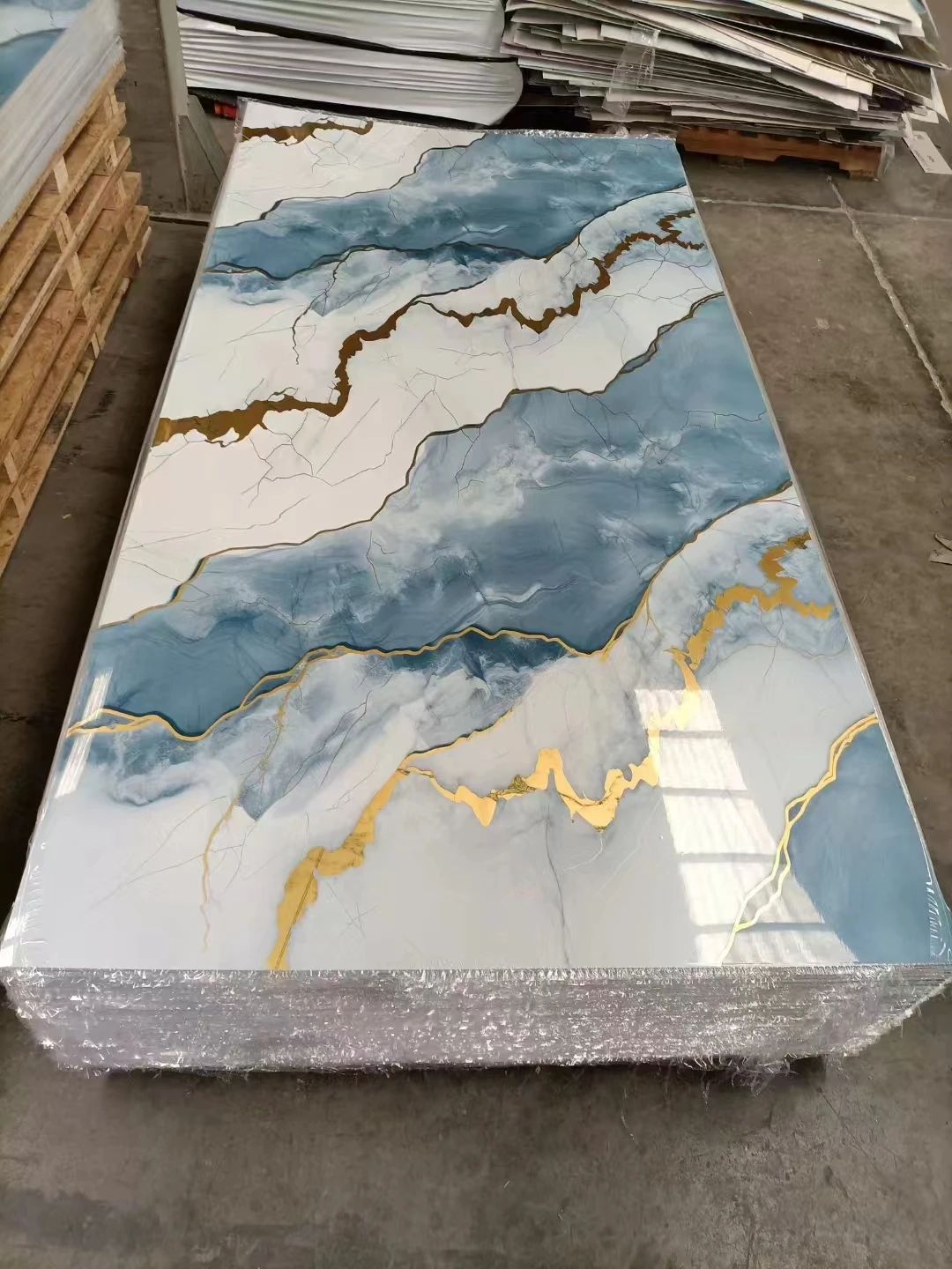 Free Sample Gilding Effect PVC Marble Alternative Board UV Plastic Sheet for Home TV Walls