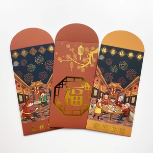 2026 Chinese New Year Custom Logo Red Packet Gold Foil Paper Bag Red Envelope for Chinese Festivities