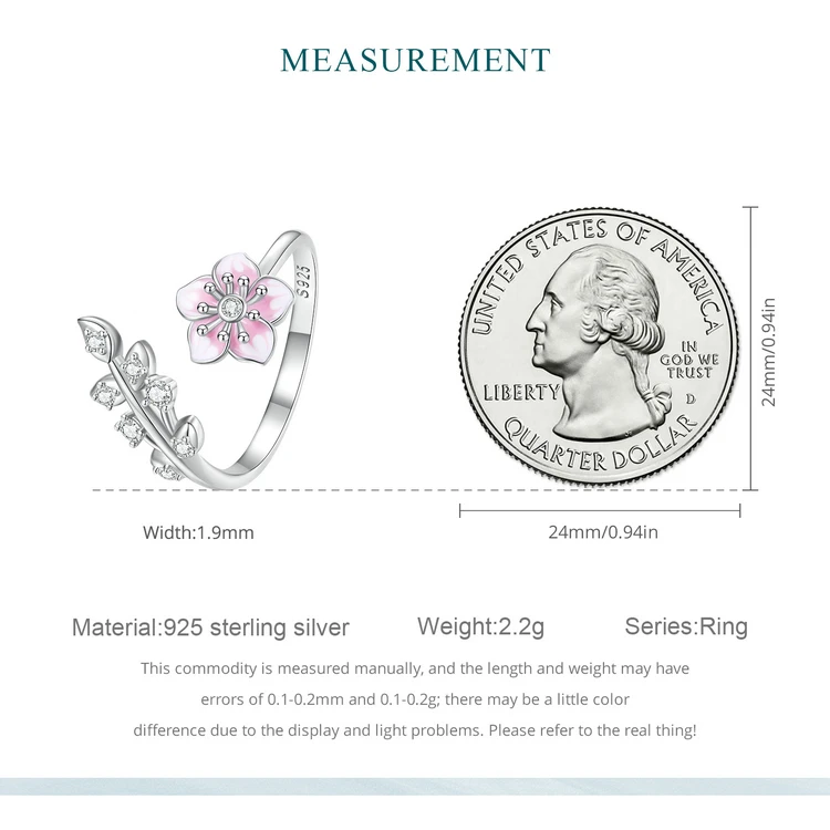 Wholesale 925 Sterling Silver Pink Cherry Blossom Opening Ring Enamel Flower  Adjustable Ring for Women Pave Setting CZ Fine Jewelry BSR438 From  m.