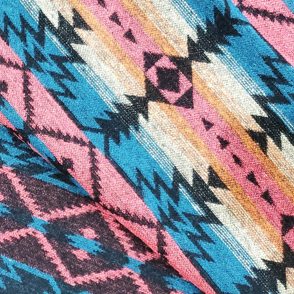 Factory Direct 2023 Wool Fabric Bohemian Geometric Aztec Design Navajo Pattern Wool Polyester Fabric for Coat Shawl