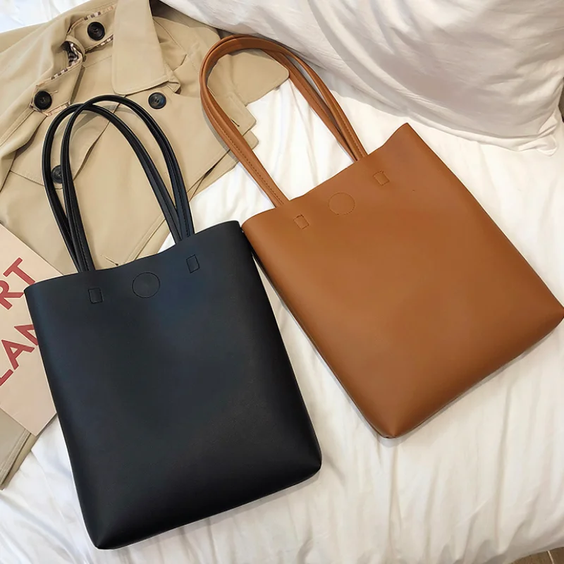 Korean Style PU Leather Tote Bag Versatile Fashionable