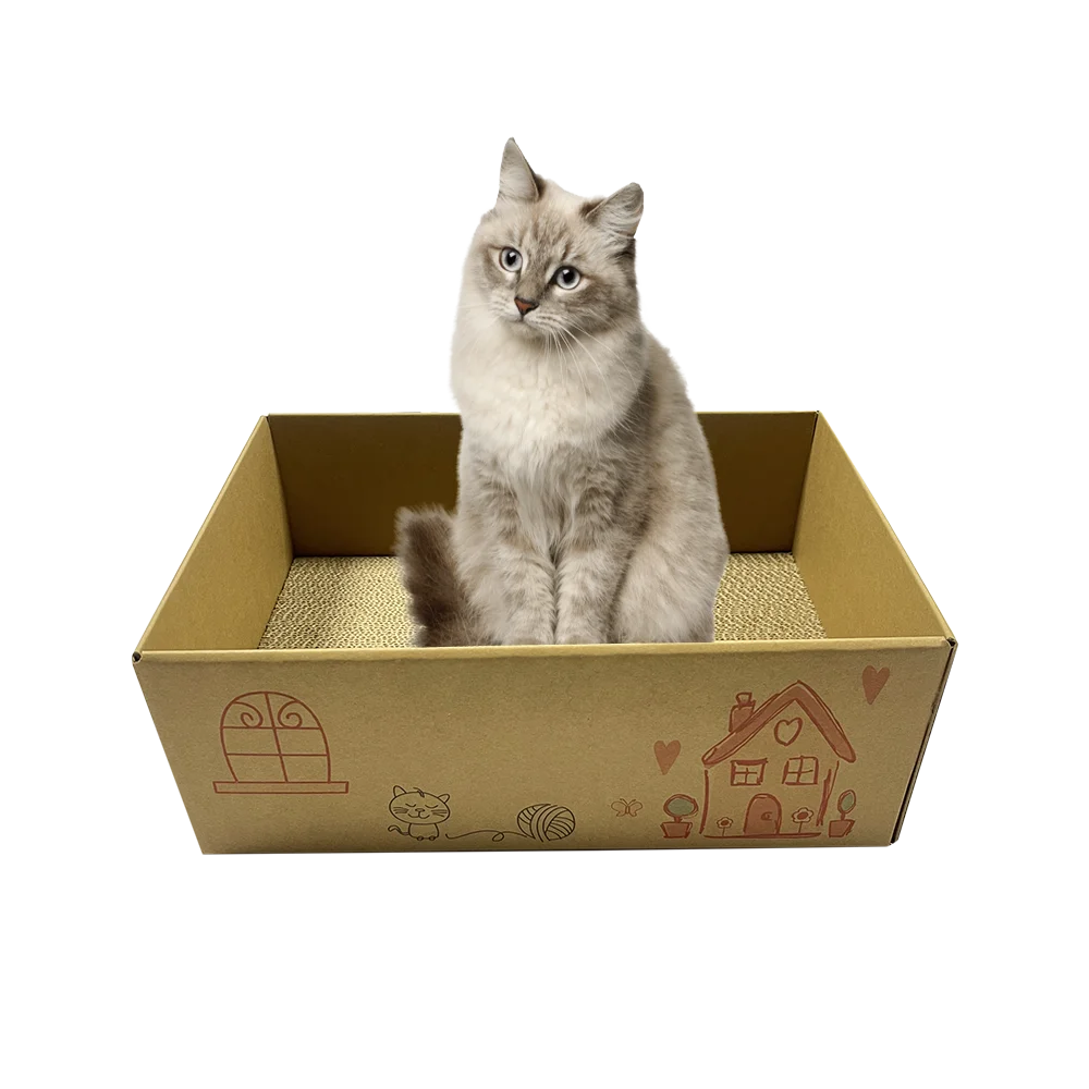 Petcheer High Quality Cat Scratcher Cardboard Box With 5 Pack