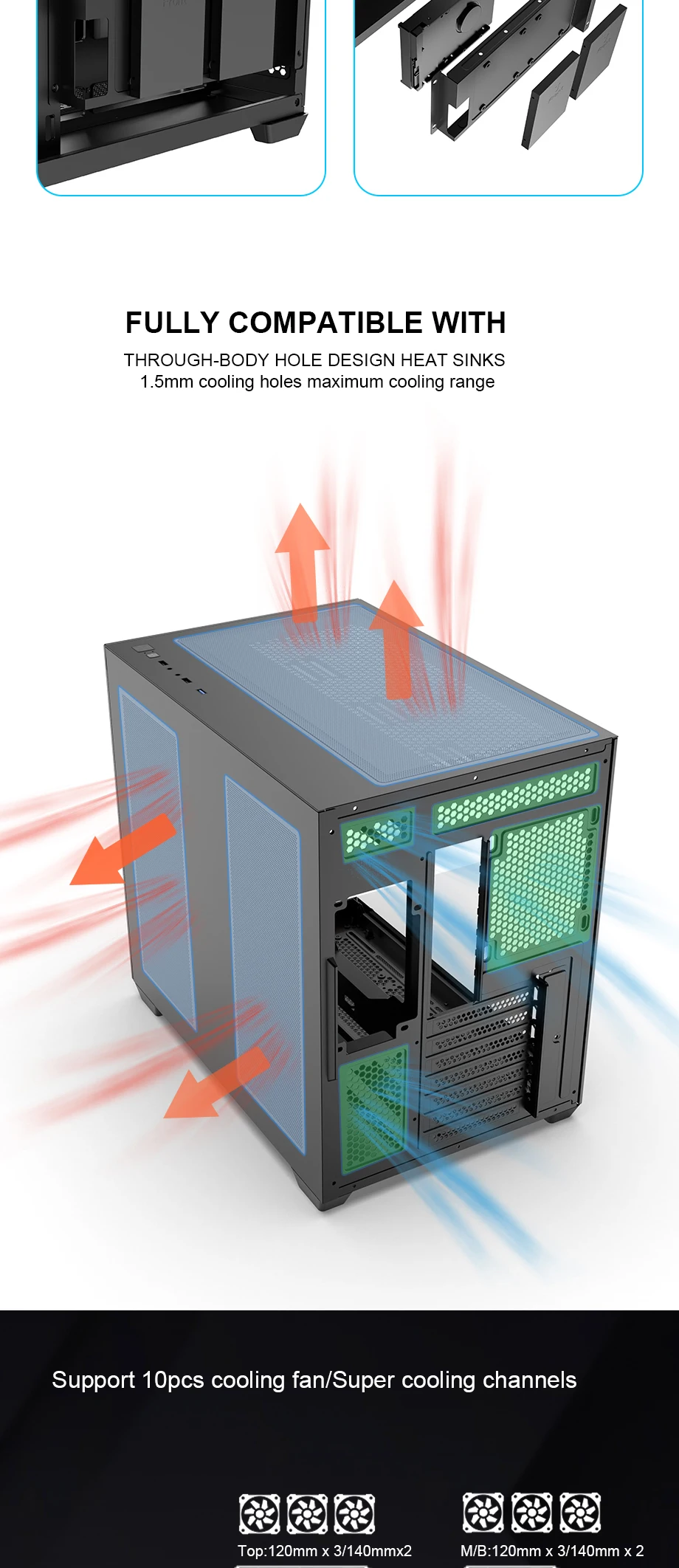 2024 Gaming PC Cases - Full View Glass with ARGB Fans