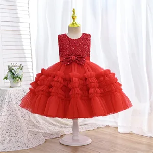 Girl Princess Four Seasons Universal Dress Gauze Skirt Bow Vest Elegant Dance Performance Shaggy Dress Clothes for Kids