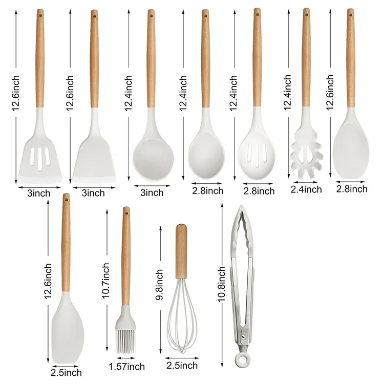 12Pcs Kitchen Accessories Cooking Tools Heat Resistant BPA-Free Non-Stick Cookware Silicone Kitchen Utensils Set
