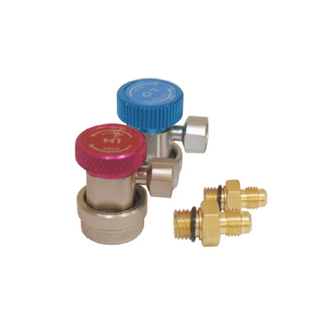 Custom High/Low Side High/Low Side Manual Quick Adjustable Connectors Couplers Adapters for A/C Refrigerants Manifold Gauge Set