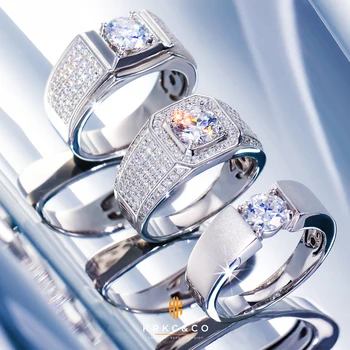 KRKC Luxury D Color VVS1 1 CT 3 CT 925 Sterling Silver Diamond Engagement Moissanite Ring for men