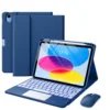 Custodia blu navy con tastiera Bluetooth retroilluminata e reattiva al tocco