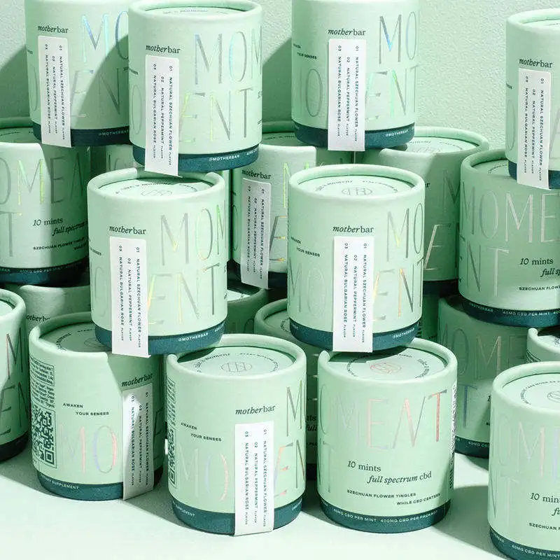 100% Recyclable Embossed Cardboard Cylinder for Beverage and Food Packaging Candy Coffee Bean Tea Bag Paper Tube Box