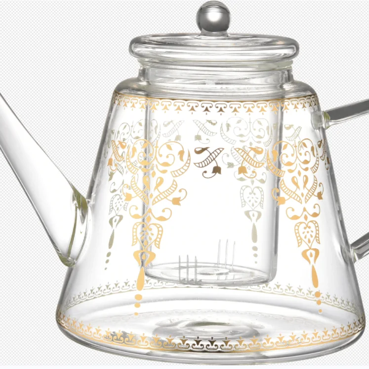 300ml Luxury Teapot Sets in Stock Fashion Kettle with Tea Cup with Gold Decal