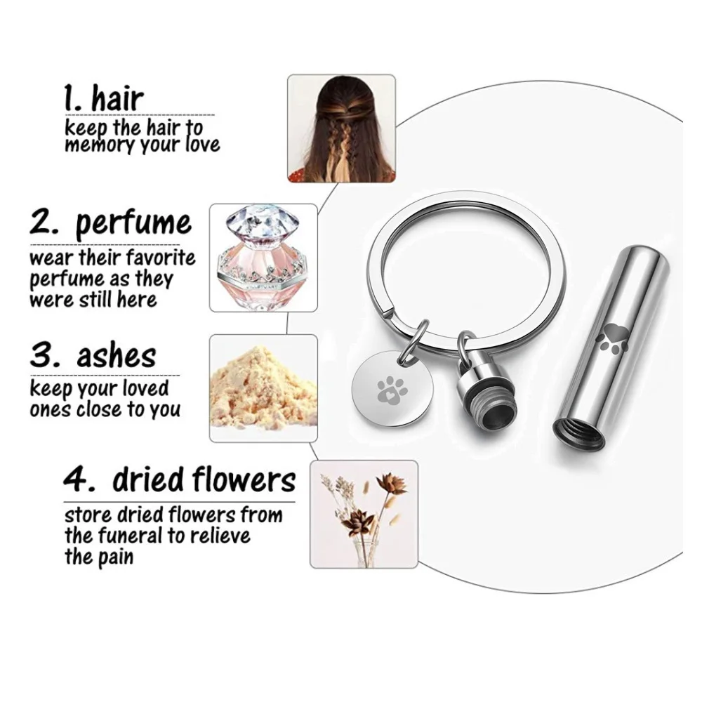 Wholesale Customize Mini Animal Funeral Keepsake Dog Paw Print Jewellery Cremation Memorial Ashes Jewelry